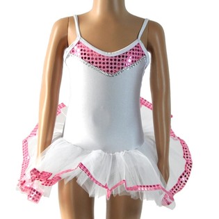 TUTU BRANCO/COR-DE-ROSA PARA CRIAN AS - TAMANHO 6