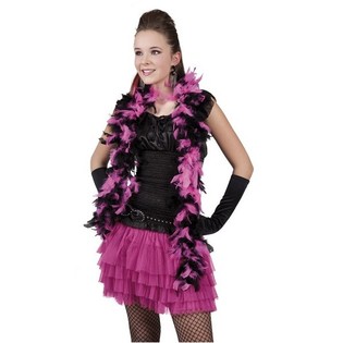 Boa de Penas Preto/Rosa para Princesas 180 cm (6 un.)