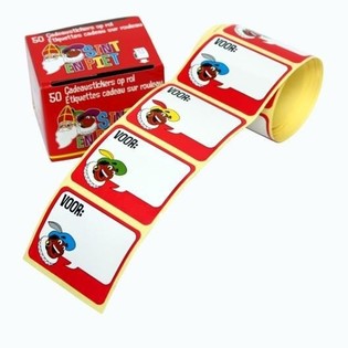 50 AUTOCOLANTES DE PRESETE SINTERKLAAS EM ROLO (Pack de 10)