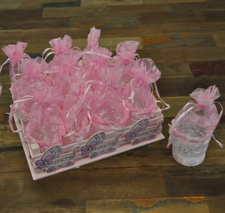 Caixa Decorativa com 12 Embalagens de Presente - Rosa