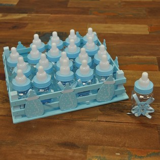 Caixa Decorativa com 20 Mini Biber&otilde;es - Azul