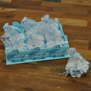 Caixa Decorativa com 9 Carrinhos de Beb&eacute; Deco - Azul