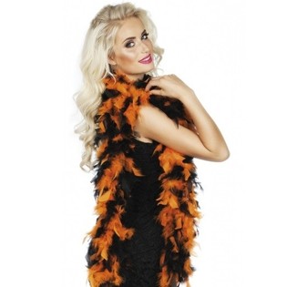 BOA DE PENAS LARANJA E PRETO 180 CM (12 un.)