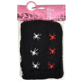 Teia de Aranha Halloween Preta 100g com 6 Aranhas (6 un.)