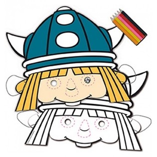 8 M&aacute;scaras para colorir WICKIE O VIKING + L&aacute;pis (12 unid.)