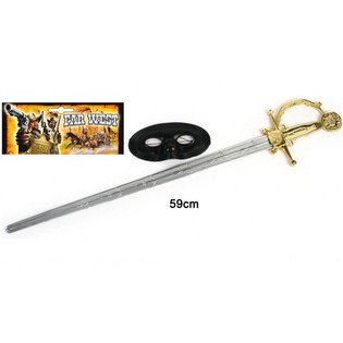 Set M&aacute;scara e Espada Zorro - 59 cm (6 unid.)
