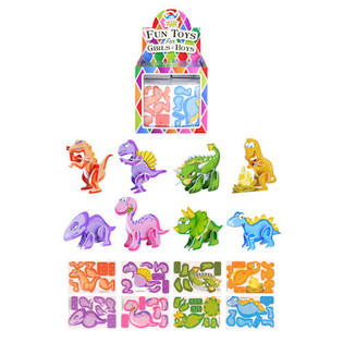 Mini Puzzles 3D de Dinossauro em Expositor (144 un.)