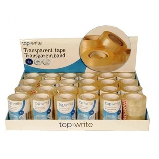 TOPWRITE - 6 ROLOS DE FITA ADESIVA TRANSPARENTE EM EXPOSITOR (24 CONJUNTOS DE 6)