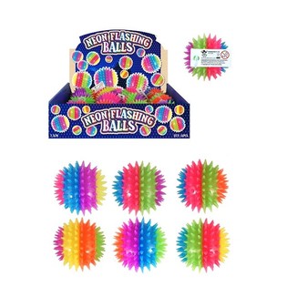 BOLAS SALTITONAS GRANDES NEON SPIKEY LUMINOSAS, 7,5 cm. EM DISPLAY (12 un.)