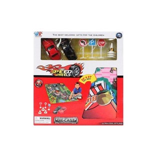 CONJUNTO DE CARROS DIE CAST COM TAPETE DE JOGO (6 un.)
