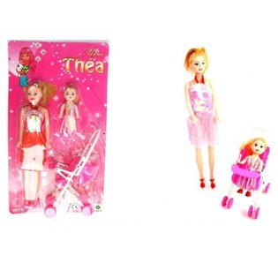 CONJUNTO DE BONECAS: M&Atilde;E, FILHA E CARRINHO NO CART&Atilde;O (10 un.)
