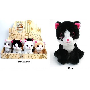 GATO DE PELUCHE, MIX DESIGN 16 CM - EM DISPLAY (12 un.)