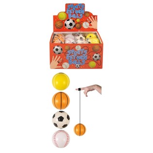 Bolas de Desporto com El&aacute;stico em Expositor (24 un.)