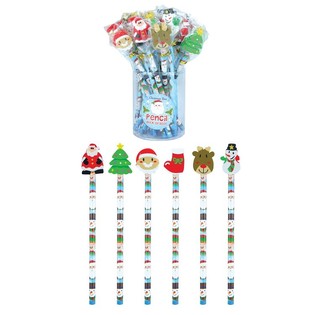 MIX DE L&Aacute;PIS DE NATAL COM BORRACHA DE FIGURA (24 un.)