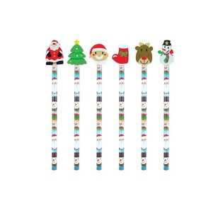 L&Aacute;PIS DE NATAL COM BORRACHA DE FIGURA (24 un.)