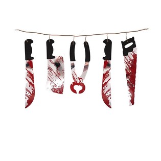 GRINALDA DECORATIVA DE HALLOWEEN COM FACAS ENSANGUENTADAS &ndash; 180 CM (6 un.)
