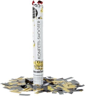 Canh&atilde;o de confetis &ndash; Cor: Preto-Amarelo - 40 cm - Lan&ccedil;a-confetis (10 un.)