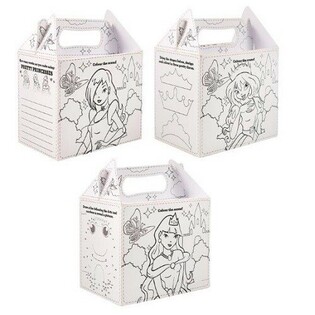 Caixas de Menu Infantil Princesas para Colorir - 14 x 9.5 x 18 cm (24 un.)