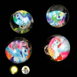 Bolas Saltitonas de Unic&oacute;rnio Luminosas Grandes, 6,5 cm (12 un.)