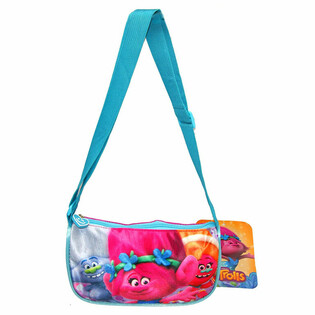 TROLLS - Mala de tiracolo infantil com al&ccedil;a comprida (12 unid.)