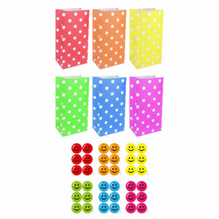 Sacos de Papel para Brindes com Autocolantes Smiley - Mix (72 unid)