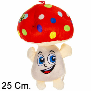 Cogumelo de Peluche Grande com Rosto - 25 cm - Cores Mix (6 un.)