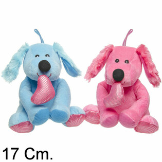 C&Atilde;O DE PELUCHE COM CORA&Ccedil;&Atilde;O - 17 CM - CORES MIX (12 un.)