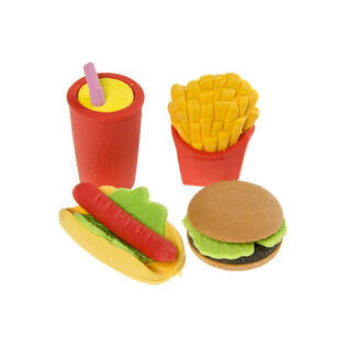 Conjunto de 4 Borrachas Fast Food (Caixa de Exibi&ccedil;&atilde;o 12x)