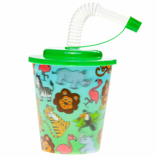 Copo para Bebidas / Copo para Gelado com Palhinha - Animais da Selva (12 unidades)