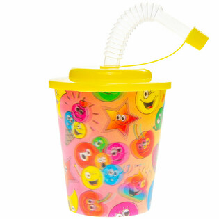 Copo com palhinha / Copo de gelado – Smiley, 250 ml (12 un.)