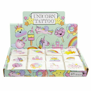 Tatuagens Tempor&aacute;rias de Unic&oacute;rnio - Packs de 12 (Expositor de 48 un.)