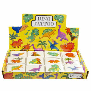 TATUAGENS DIVERTIDAS - MODELO: DINOSSAURO, Cada pacote com 12 Tatuagens (48 un.)