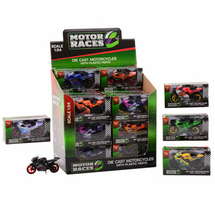MOTOCICLO SUPER SPORT DIE CAST, ESCALA 1:24 EM EXPOSITOR (24 unid.)
