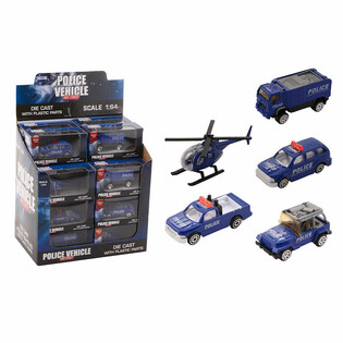 Ve&iacute;culos de Pol&iacute;cia de Metal Die-Cast Mix, Escala 1:64 em Expositor (24 unid.)