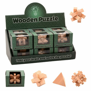 Expositor de Puzzles IQ em Madeira (12 unidades)