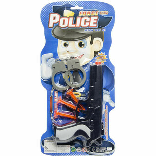 CONJUNTO DE POL&Iacute;CIA EM CART&Atilde;O - PISTOLA COM 3 VENTOSAS E ALGEMAS (6 ud.)