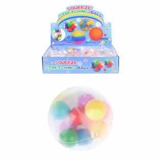 Bola Squeeze &Oslash;6cm com Pompons (Display de 12)