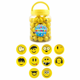 Bolas Saltitonas Smiley Funny Faces &Oslash;3,3cm em Boi&atilde;o (72 un.)