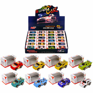 Carrinhos Pull Back pequenos em caixa de presente - Display (24 un.)
