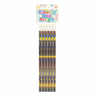 Conjunto de 6 L&aacute;pis e Borrachas Super-Her&oacute;is - Expositor (24 conjuntos)