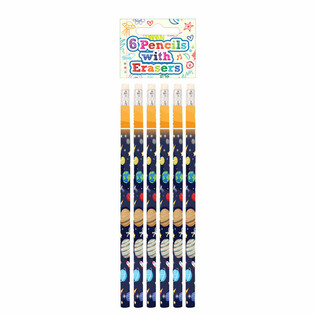 Set de L&aacute;pis e Borracha Espa&ccedil;o (6 pe&ccedil;as) - Expositor (24 sets)