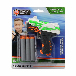 Pistola de Brinquedo Tack Pro Swift I com 6 Dardos Suaves - 11 cm