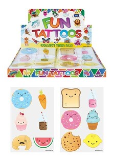 Tatuagens Divertidas - Modelo: Caras de Comida (Expositor com 48 pack, 12 Tatuagens por pack)