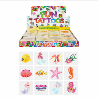 Tatuagens Divertidas - Sereia / Mermaid, Envelopes com 12 Tatuagens em Display (48 un.)