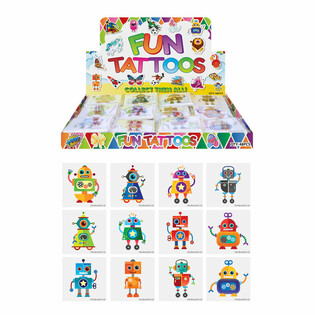 FUN TATTOO&rsquo;S - MODELO: ROB&Ocirc;, Cada emb. 12x Tatuagens EM EXPOSITOR (48 unid.)