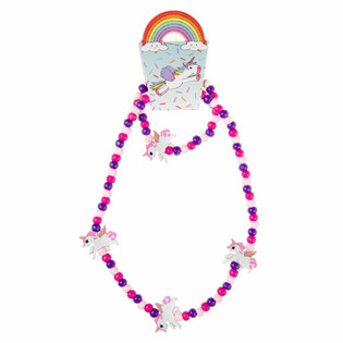 Conjunto de Colar e Pulseira de Unic&oacute;rnio em Madeira para Crian&ccedil;a (48 un.)