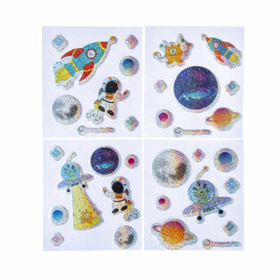 AUTOCOLANTES BRILHANTES GLITTER - MODELO: ESPA&Ccedil;O (100 un.)