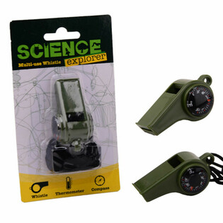 Apito de Sobreviv&ecirc;ncia Science Explorer com B&uacute;ssola e Term&oacute;metro (24 un.)