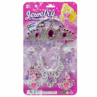 SET DE BELEZA DE PRINCESA COM TIARA, BRINCOS, COLAR E AN&Eacute;IS