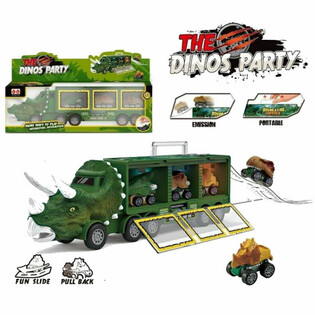 CAMI&Atilde;O DINOSSAURO COM 3x CARROS DINO - SET EM CAIXA DE PRESENTE